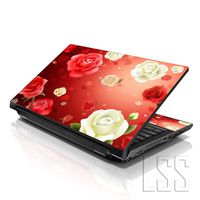 LSS 15 15.6 inch Laptop Notebook Skin Sticker Cover Art Decal Compatible with 13.3" 14" 15.6" 16" HP, Dell, Lenovo, Apple, Asus, Acer (Free 2 Wrist Pad Included) - Red and White Roses