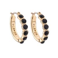 Clearance! Elogoog 1 Pair Women Fashion Crystal Rhinestone Round-shaped Ear Stud Dangle Hoop Loop Earrings Jewelry (Black)