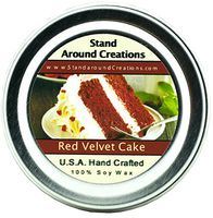 Premium 100% All Natural Soy Wax Aromatherapy Candle - 2 oz Tin Red Velvet Cake: Red Velvet Cake Fragrance is a savory and decadent blend of chocolate cake with sweet cream cheese frosting. Strong and sweet, this is sure to be your new favorite cake scent