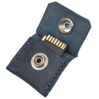 Rustic Leather Switch Cartridge Game Keychain/SD Card/Guitar Pick Holder Handmade by Hide & Drink :: Slate Blue