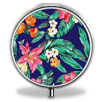 Custom Wanchang Pill Case, Tropical Plants Round Compact 3 Metal Portable Pill Container for Daily Use