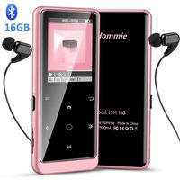 16GB Bluetooth MP3 Player with Touch Button, Hommie Portable HiFi Lossless Sound Music Player with Independent Volume Button, Support FM Radio Voice Recorder Expandable up to 128GB, Rose Gold