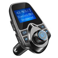 Nulaxy Bluetooth Car FM Transmitter Audio Adapter Receiver Wireless Handsfree Voltmeter Car Kit TF Card AUX USB 1.44 Display - KM19 Black
