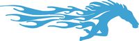 hBARSCI Horse with Flames Vinyl Decal - 5 Inches - for Cars, Trucks, Windows, Laptops, Tablets, Outdoor-Grade 2.5mil Thick Vinyl - Sky Blue
