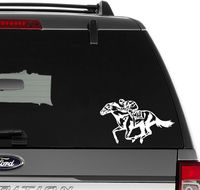 Horse Racing Track Jockey Vinyl Decal Sticker For Wall Decor, Windows, Laptop, Car, Truck, Motorcycle, Vehicles (Size-6 inch/15 cm Wide) - (Matte WHITE Color)