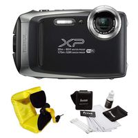 FujiFilm FinePix XP130 Rugged Waterproof WiFi Digital Camera (Dark Silver) + Focus Floating Strap Bundle