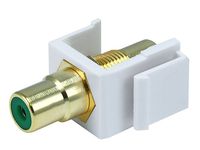 Monoprice 106546 Keystone Jack-Modular RCA with Green Center, White