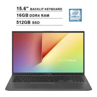 2020 Asus Vivobook 15.6 Inch FHD 1080P Business Laptop (Intel 2-Core i3-8145U up to 3.9 GHz, 16GB DDR4 RAM, 512GB SSD, Intel UHD 620, Backlit KB, FP Reader, HDMI, Windows 10 S)