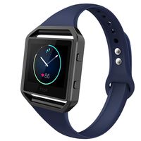 ZUKVYE Sport Bands Compatible with Fitbit Blaze,Slim Soft Silicone Band with Metal Frame Replacement Strap Wristband for Women Men - Navy Blue Large