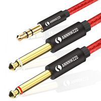 LinkinPerk 3.5mm 1/8" TRS Male to 2X 6.35mm 1/4" TS Male Mono Stereo Y-Cable Splitter Compatible for Home Stereo Systems,Laptop,Amplifier,Mixer Audio Recorder，MP3,etc (2M)(6.6ft)