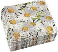 100 Pack Decorative Dinner Napkins - Disposable Paper Party Napkins with White Daisy Flower Design, Perfect for Anniversary and Shower Decorations, Birthday Party Supplies, 6.5 x 6.5 Inches, Greenery
