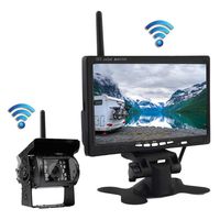 Wireless Backup Camera and Monitor Kit 7'' HD Color Monitor System Easy Installation for Cars/Trucks/Pickups/Waterproof Night Vision Rearview Parking Vehicle Camera Guide Lines