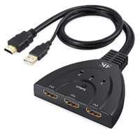 PROZOR HDMI Switch 3 Port HDMI Switcher HDMI Hub 3 in 1 Out with USB Power Cable 4K 3D for Blu-ray DVD PS3 PS4 TV Box Laptop Projector HDTV