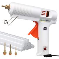 BSTpower 100W Full Size(Not Mini) Industrial Hot Glue Gun，Three Interchangeable Nozzles with 10pcs Glue Sticks, Glue Gun for DIY Christmas Decoration/Gifts, Arts and Crafts, Home Quick Repairs.