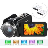 Video Camera Camcorder, Aabeloy YouTube Vlogging Camera HD 1080P 24.0MP 3.0 Inch LCD 270 Degrees Rotatable Screen 16X Digital Zoom Pause Function Digital Camera Recorder and 2 Batteries