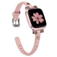 Wearlizer Leather Bands Compatible with Fitbit Versa/Versa 2 /Versa Lite/Versa SE for Women Men Large Small, Slim Genuine Leather Wristband Replacement Strap for Fitbit Versa(Pink)