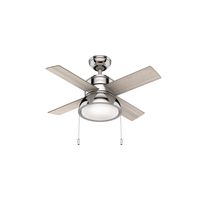 Hunter Indoor Ceiling Fan with LED Light and pull chain control - Loki 36 inch, Brushed Nickel, 59386