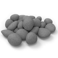 24 PCS Fireplace Ceramic Pebbles for Firepits ，for All Types of Indoor, Gas Inserts, Ventless & Vent Free, Electric, or Outdoor Fireplaces & Fire Pits. Realistic Clean Burning Accessories ... (grey)