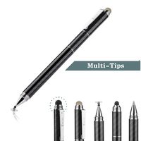 Yacig Capacitive Stylus Pen, 4-in-1 High Sensitivity and Precision Touch Screen Stylus Clear Disc Tip,Black Rubber Tip &Mesh Fiber Tip Compatible with Universal Touch Screen Device,Black