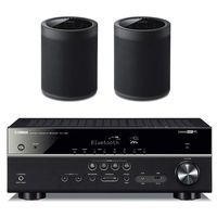 Yamaha RX-V485BL 5.1 Channel AV Network Receiver with WX-021BL MusicCast 20 Wireless Speakers - Pair (Black)