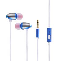 Kawei Wired in-Ear Headphones Stereo Noise Cancelling Metal Earphones with Microphone for iPhone Samsung and Android Smartphone Blu