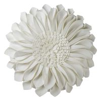 JWH Handmade 3D Flowers Accent Pillow Round Sunflower Cushion Decorative Pillowcase with Pillow Insert Home Sofa Bed Living Room Decor Gift 12 Inch / 30 cm Faux Wool Creamy White