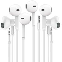 Phons Headphones with Microphone Certified Boost in-Ear Headphone 3.5mm Noise Isolating Earphones Headset for iPhone iPad iPod Laptop Tablet Samsung Android LG HTC Smartphones (White) 3-Pack