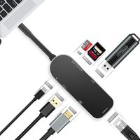 SHUSY USB C Hub,7 in 1 Type C Adapter USB C to USB 3.0 MacBook Adapter Gigabit Ethernet,4K HDMI,PD Power,SD/TF Card Reader,10 Gbps USB Extension Docking Hub MacBook Pro(Black)