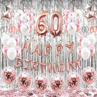 hapycity 60th Birthday Decorations Balloons (55pack）Rose Gold 60 Balloons Number Happy 60 Party Supplies for Her-Perfect for Birthday Party