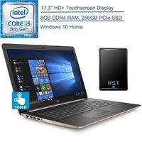 2020 HP 17.3" Touchscreen Laptop Computer/ Intel Quad-Core i5-8265U (Beats i7-7500U)/ 8GB DDR4 RAM/ 256GB PCIe SSD/Windows 10 Home/ Gold/ EST 320GB External Hard Drive