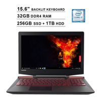 2020 Lenovo Legion Y720 15.6 Inch FHD 1080P Gaming Laptop (Inter Quad-Core i7-7700HQ up to 3.8GHz, 32GB DDR4 RAM, 256GB SSD (Boot) + 1TB HDD, GeForce GTX 1060 6GB, Backlit KB, Windows 10) (Black)