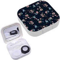 Portable Contact Lens Case Box Travel Kit Mirror + Bottle + Tweezers Container Holder [ Floral ]