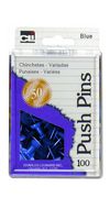 Charles Leonard Push Pins, Blue, 100-Pack (200-BE)
