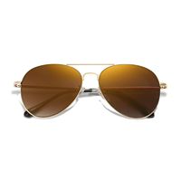 SOJOS Classic Aviator Mirrored Flat Lens Sunglasses Metal Frame with Spring Hinges SJ1030 with Gold Frame/Brown Mirrored Lens