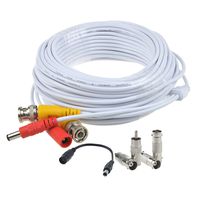 Flashmen 50ft BNC Video Power Cable Security Camera Wire Cord for CCTV DVR Surveillance System with BNC to RCA Connectors BNC to BNC Connectors DC Plug Adapter Cable (1 Pack)