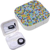 Portable Contact Lens Case Box Travel Kit Mirror + Bottle + Tweezers Container Holder [ Mosaic Bright ]