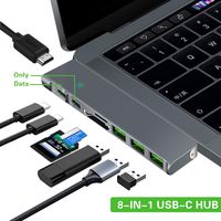USB Type C Adapter - 8 in 1 Type C HUB for Mac Dual Type-C Docking Station 50 GBS for MacBook Pro 2016/2017/2018 13" 15"- USB-C 100W Power Delivery - Thunderbolt 3, 4K HDMI, microSD/SD Card Read