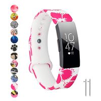 Tkasing Compatible with Fitbit Inspire/Inspire HR/Ace 2 Band,Soft Silicone Strap Replacement Wristband Replacement for Fitbit Inspire HR (Red Flower, Large(7.1-8.7inch Wrist))