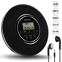 WayGoal Portable CD Player, Personal Compact MP3 CD Player with Anti-Skip Protection Headphones LCD Display, Small Music Disc Walkman CD Player for Car Student Kid Adult, Black