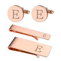 BodyJ4You 4PC Cufflinks Tie Bar Money Clip Button Shirt Personalized Initials Letter E Gift Set