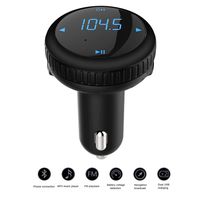 Wireless in-Car Bluetooth FM Transmitter & Car Charger,Radio Adapter Hands-Free Car Kit, Car MP3 Player with Dual USB Port Supports SD Card (BT69-Black)