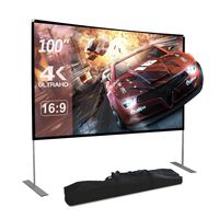 Dessports Projector Screen with Stand 100 inch 4K HD Portable Outdoor Movie Screens Wrinkle-Free Foldable Video Projection with Carry Bag for Indoor Office Home Backyard Theater Camping