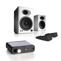 Audioengine A5+ Classic Powered Bookshelf Speakers with Stands (White) and D1 Premium 24-Bit DAC with Headphone Amp