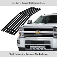 APS Compatible with 2015-2019 Chevy Silverado 2500HD 3500HD Lower Bumper Stainless Steel Black 8x6 Horizontal Billet Grille Insert C66319J