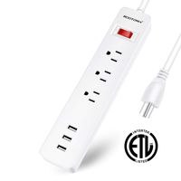 USB Power Strip, 3-Outlet 3 USB Surge Protector Power Strip, ETL Listed, 6 Foot 14AWG Heavy Duty Extension Long Cord, USB fast Charging Station for Home,Office,Fire-proof & Multiple Protection ROOTOMA