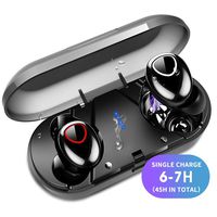 Bluetooth 5.0 True Wireless Earbuds 6-7 Hours Continuous Playtime, 45 Hours Total Playtime with Charging Case, IPX7 Waterproof for Sport, with Microphone Binaural Calls, Wireless Headphones in Ear
