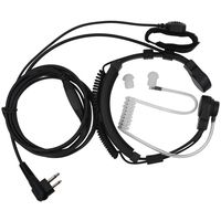 TENQ Flexible Throat Mic Microphone Covert Acoustic Tube Earpiece Headset with Finger PTT for 2 pin Two Way Radio Walkie Talkie Motorola