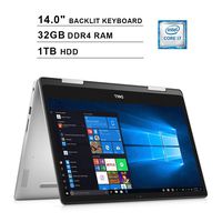 2019 Dell Inspiron 5482 2-in-1 14 Inch Touchscreen FHD Laptop (Inter 4-Core i7-8565U up to 4.6GHz, 32GB DDR4 RAM, 1TB SSD, Intel UHD Graphics 620, Backlit KB, Win 10, Grey) (Renewed)