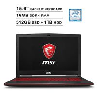 2019 Newest MSI GL63 15.6 Inch FHD Gaming Laptop (8th Gen Inter 6-Core i7-8750H up to 4.1GHz, 16GB DDR4 RAM, 512GB SSD (Boot) + 1TB HDD, NVIDIA GeForce GTX1650 4GB, Backlit Keyboard, Windows 10)
