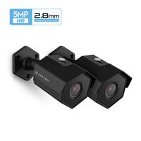 2-Pack Amcrest UltraHD 5MP Outdoor POE Camera, Bullet IP Security Camera, Outdoor IP67 Waterproof, 104° Viewing Angle, MicroSD Recording, 98ft Night Vision, 5-Megapixel, 2PACK-IP5M-1173EB (Black)